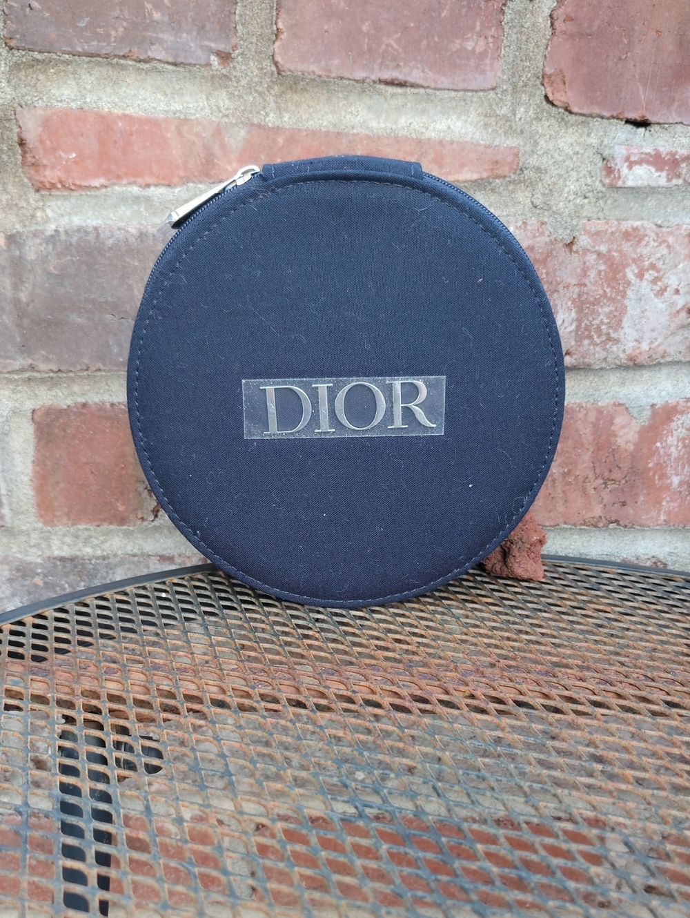 Dior Beauty Recycled Cotton Round Vanity Zip Around Make Up Organizer Pouch